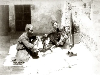 Cardadores de lana en Jerusalén, c.1867-81